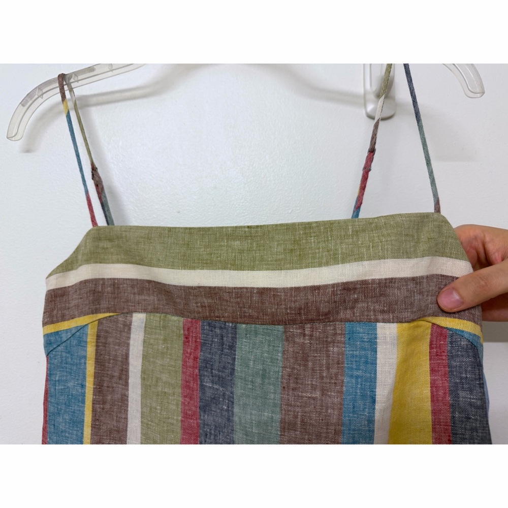 NWT Staud Laura Linen Maxi Dress Market Stripe Colorful Rainbow Sundress S - Picture 4 of 11